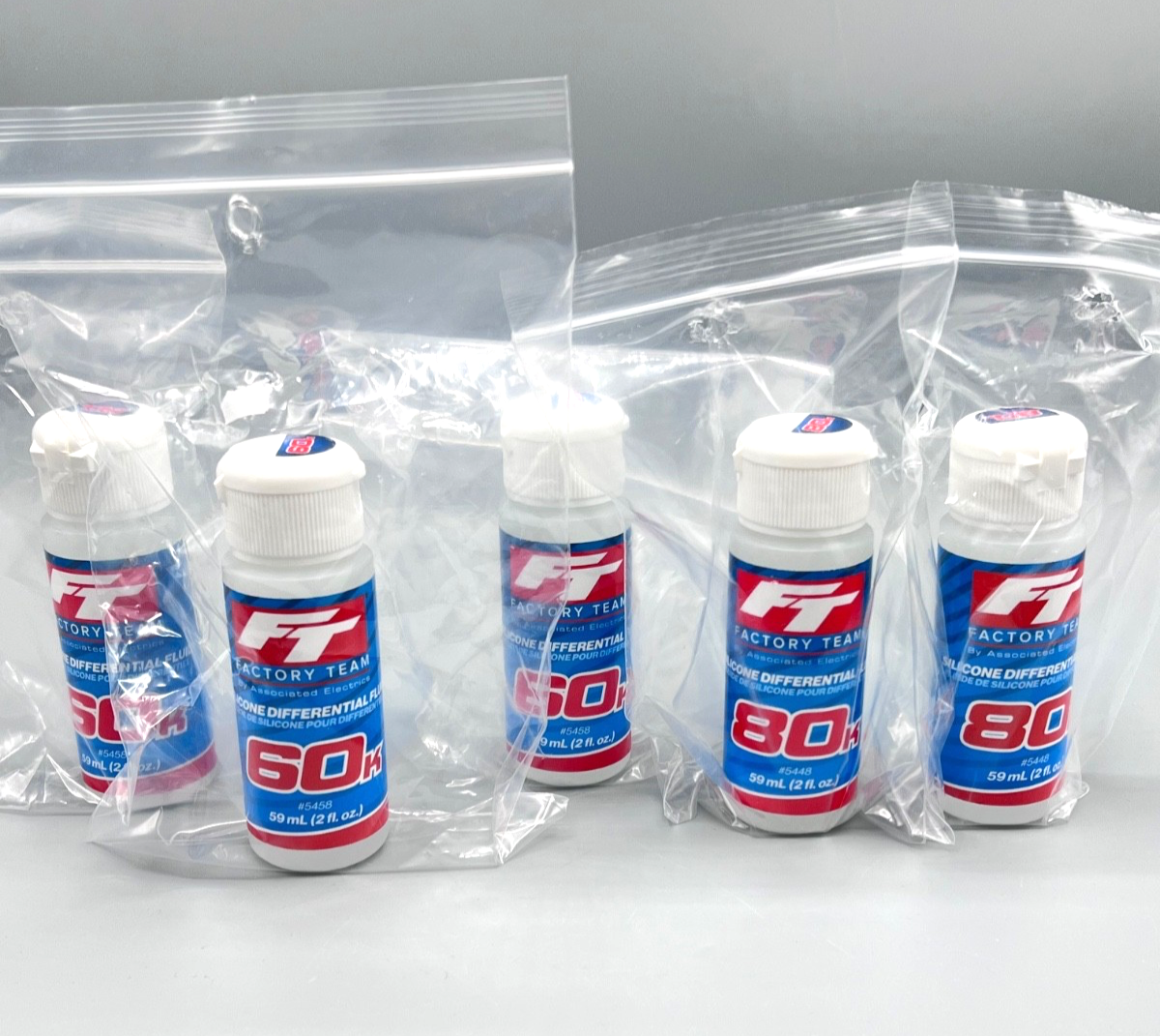 NEW Lot of Team Associated Diff Oils (5) 60k & 80k, # 5458 & 5448 ...