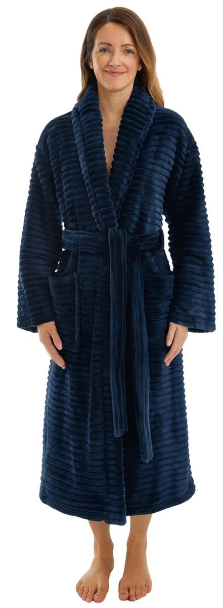 knee length dresses for ladies Womans Silk Navy Dressing Gown