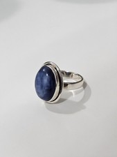 Kyanite 925 Solid Sterling Silver Jewelry Ring Size 7.5 Blue Oval Stone
