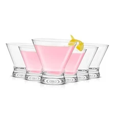  Afina Stemless Martini Glasses Set of 6, 8.5oz Liquor Drinking Glasses for 
