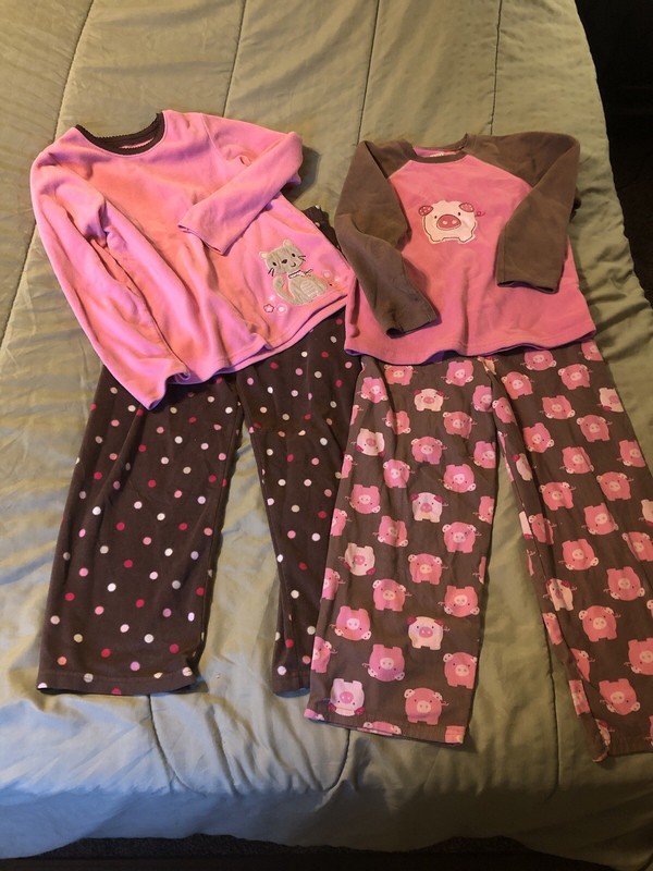 Lot Of 2 Carter’s Fleece Girls 2 Piece Pj Sets Size 7
