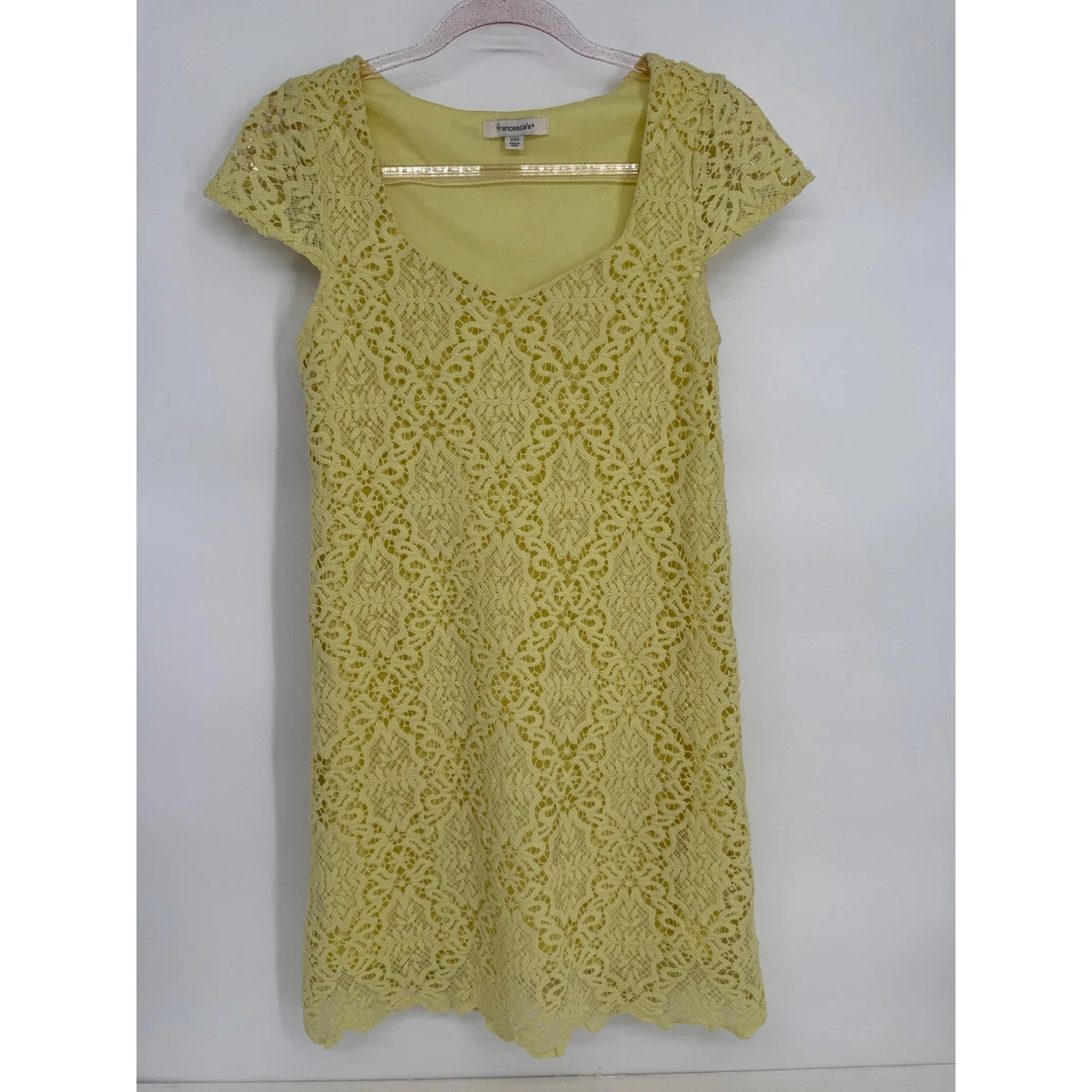francesca's yellow lace dress francesca's Shift Casual Dresses for Women for sale
