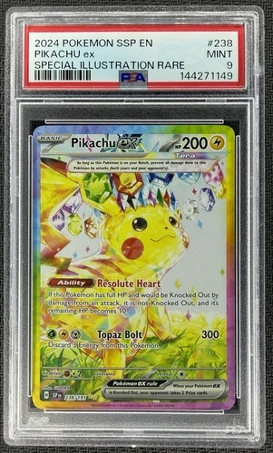 2024 Pokemon Surging Sparks Pikachu EX Special Illustration Rare 238/191 PSA 9