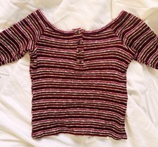 PST By Project Social T Ribbed Knit Striped Longsleeve Top Large EUC Made in USA