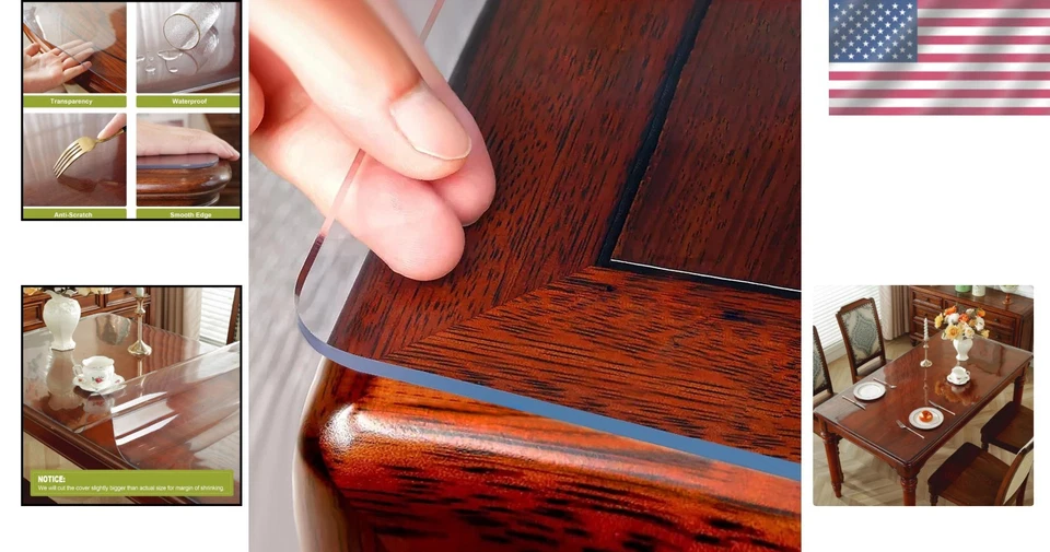 Scratch-Resistant Table Protector, Clear Plastic 42x72 Inch - Image 2 of 4