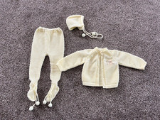 Vintage BABYCREST AMOREST Infant Yellow Sweater, Bonnet, Leggings/Feet Acrylic