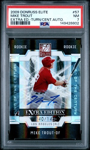 Mike Trout 2009 Donruss Elite Extra Edition Turn of the Century Auto /149 PSA 7