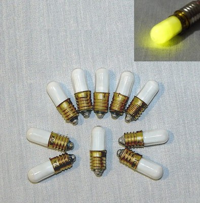16pcs Neon Nixie Light Bulb Tube - Yellow Luminophore - E10 base TLJ-1-2 USSR