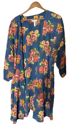 Matilda Jane Kimono Topper Floral Sheer Watch The Sunrise Boho Hippie Size XL 2X