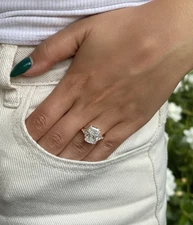 5.50 Carat Radiant Shape Lab Grown Diamond Engagement Ring 14k Yellow Gold