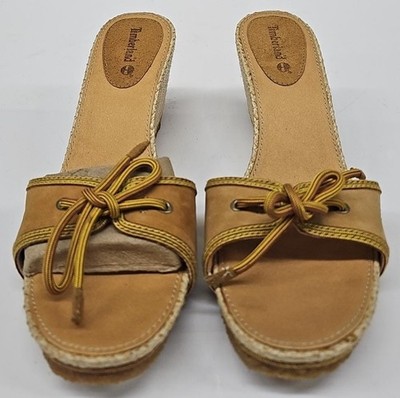 Timberland Women's Open Toe Canvas Remix Naut Wedge Sandals Size 8