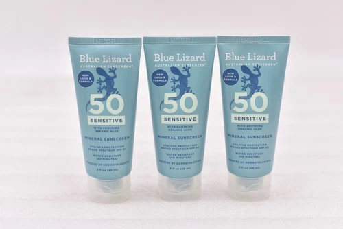 Blue Lizard Mineral Sensitive Sunscreen Lotion SPF 50 3oz Pack of 3 Exp: 12/26