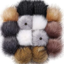 14 Pieces Faux Fur Pom Pom Ball Fluffy Pompom Ball with Removable Press Butto...