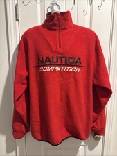 Vintage 1990 s Nautica Competition Y2K Mens XL Red Fleece 1/4 Zip
