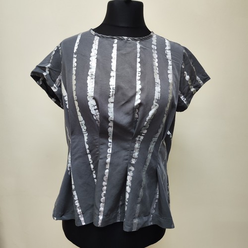 Bitte Kai Rand grey silver Short Sleeve Peplum Top size UK 12 metallic Danish