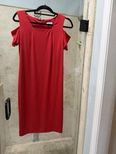 Calvin Klein Red Neck Cold Shoulder  Dress Knee Midi 6 New