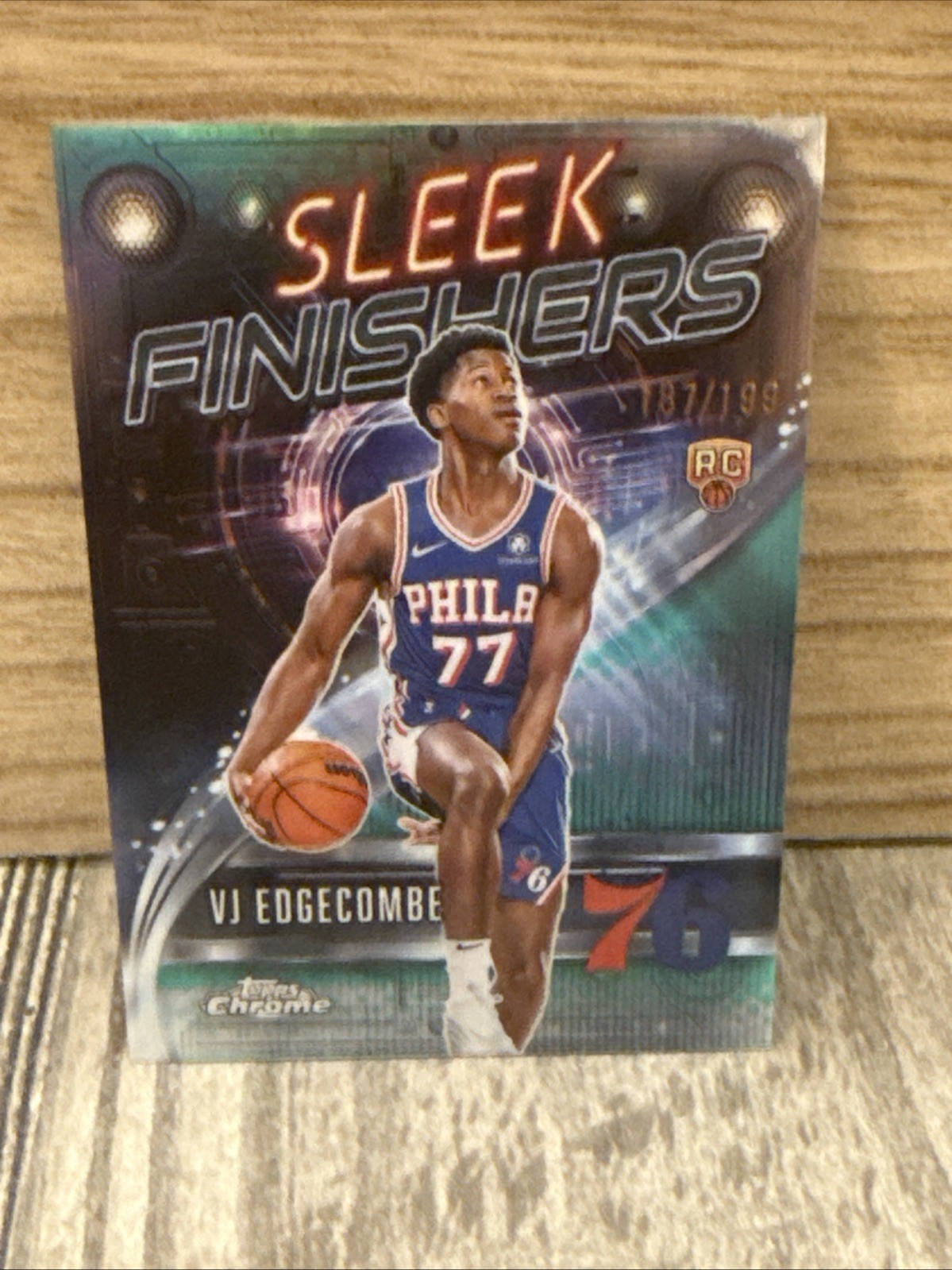 2025 Topps Chrome Basketball Sleek Finishers VJ Edgecombe Aqua Refractor /199