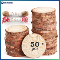 50 StüCk Holzscheiben Ø 6-7Cm Mit Loch + 20M Seil FüR Diy Deko