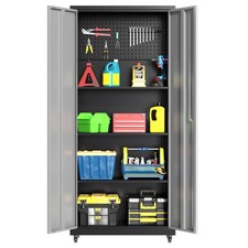 71" Rolling Metal Garage Cabinet with Locking Adjustable Shelves for Home/Garage