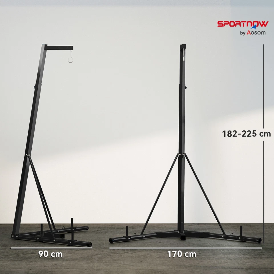 SPORTNOW Supporto Sacco Boxe Regolabile in Altezza 182-225 cm Autoportante Nero - Immagine 4 di 4