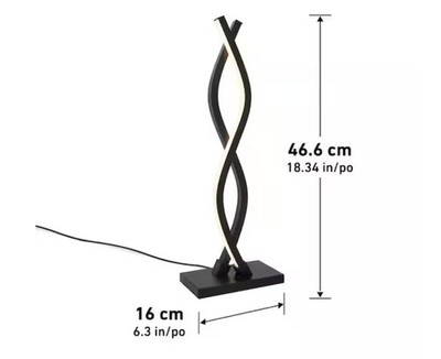 Artika Wave 18'' Black Modern Dimmable Integrated LED Table Lamp. New Sealed