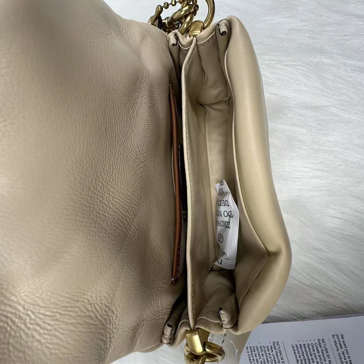 Borsa Coach Pillow Tabby tracolla tracolla 18 in nappa avorio C3880 nuova con etichetta