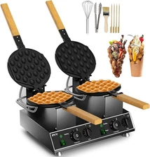 PYY Bubble Waffle Maker - Easy Clean，Double 180° Rotate, Non-stick, 1500W, 110V,