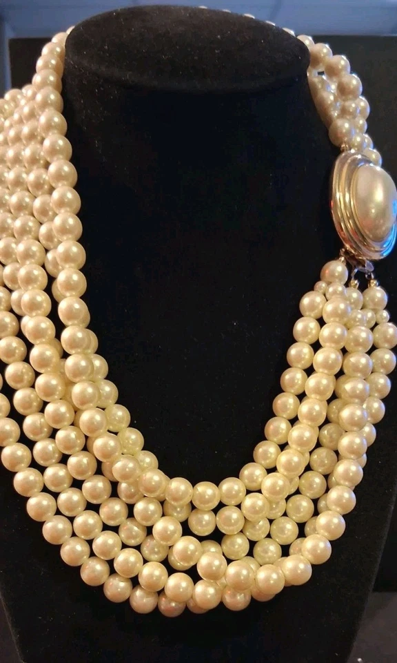 Vintage Carolee Multi Strand Pearl Necklace - Image 4 of 4