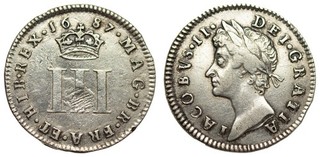 Gran Bretaña 3 peniques 1687 Jaime II Maundy plata
