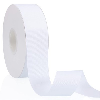 White 1.5'' X 50 Yards Solid Color Double Faced Grosgrain Ribbon for Gifts Wra...