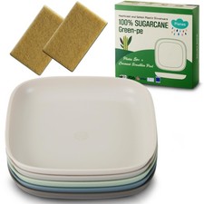 SUGARCANE Plates 5Pack 7.9 Coconut Pad 2Pc- Organic Dishes for to Big - ...