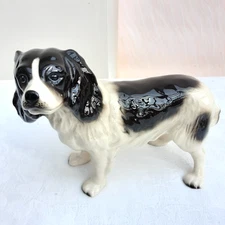 Coopercraft King Charles Spaniel Ceramic Figurine Black and White Vintage