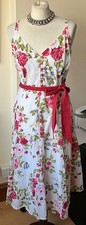 Joe browns,white,Indian cotton,red rose floral,sash,fit & flare summer dress-16