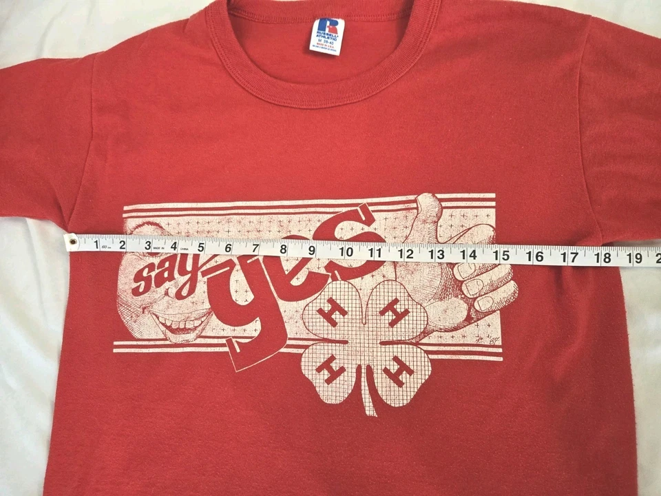 Camiseta De Colección 4H Para Hombre Mediana Transparente Poli Algodón Hecha en EE. UU. Roja Años 80 Foto 3 de 4