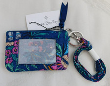 VERA BRADLEY Zip ID Case Lanyard Credit Cards Key Chain - Kerala Elephants NWT