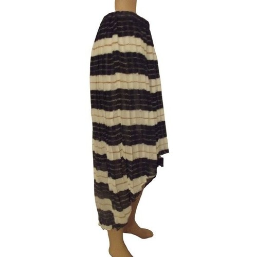 Harve Benard Medium Gray Off-White Copper Hi Lo Striped Pleated Skirt m boho - Picture 3 of 8