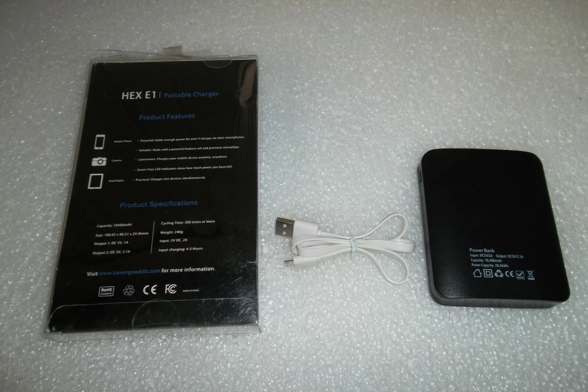 Haven HEX E1 Portable Charger Power Bank 10400 mAh 28.86Wh DC 5V 2A 2 Ports NEW