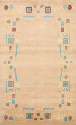 Elegant Handcrafted Gabbeh Kashkoli Beige Wool Rug - Limited Edition'' 6x9 ft