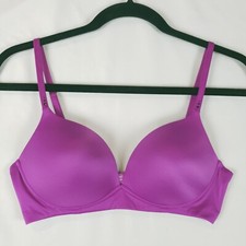 Victorias Secret Biofit Bra 34C Padded No-Wire Purple Rhinestones At Strap