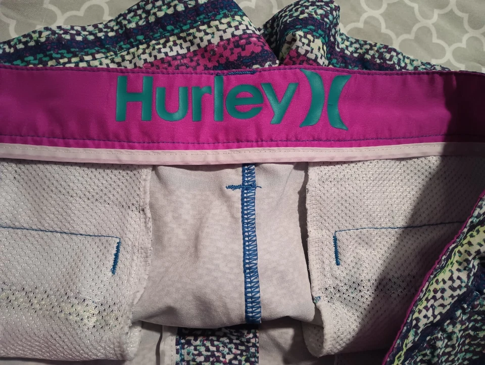Pantalones Cortos Hurley Estampado Púrpura Para Mujer Talla 5 Bolsillos Foto 4 de 4