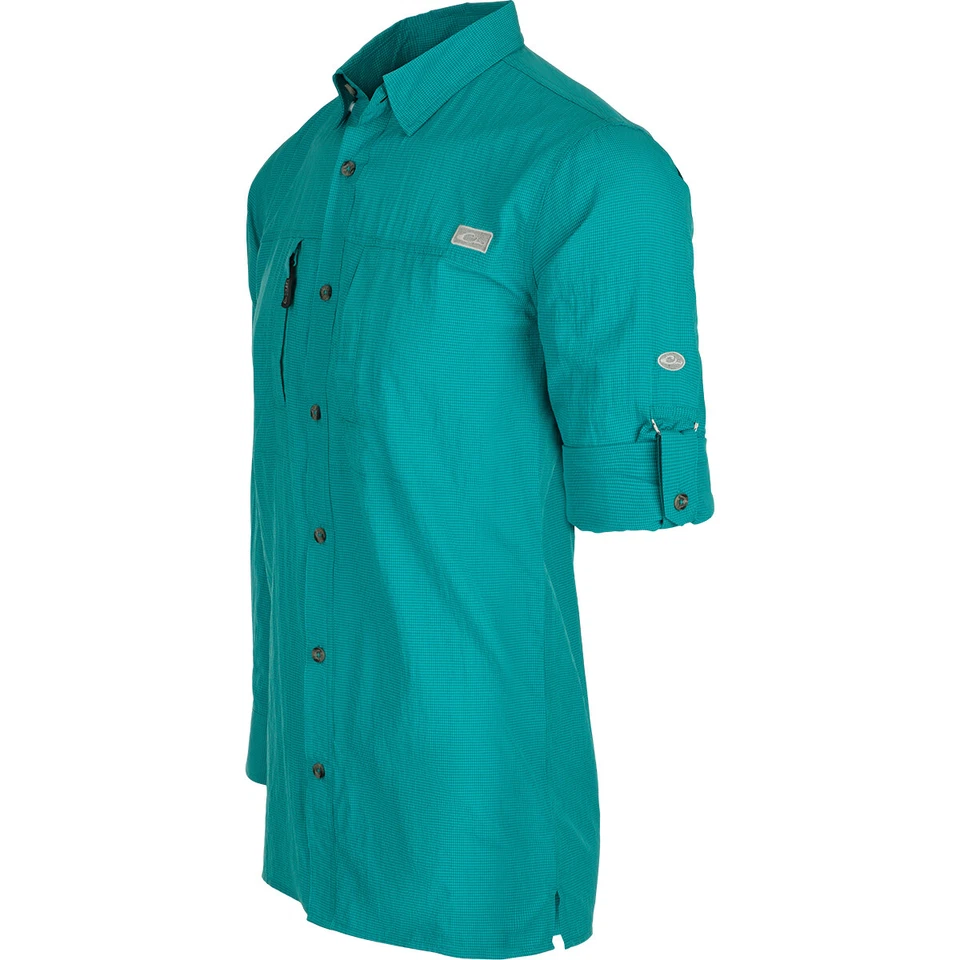 Drake Waterfowl Men's Classic Seersucker Minicheck Long Sleeve Shirt - Image 3 of 4