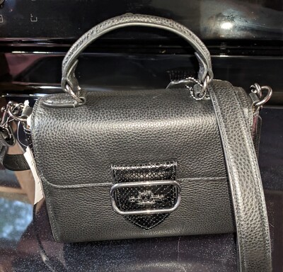 COACH Morgan Top Handle Satchel BLACK Crocodile Embossed Leather NWT Gunmetal 