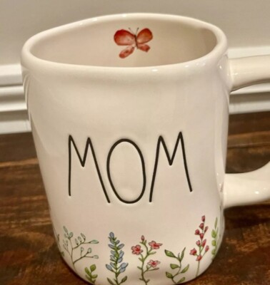 Rae Dunn MOM Full Wrap Flowers Garden Mom Mothers day LARGE Mug Gift
