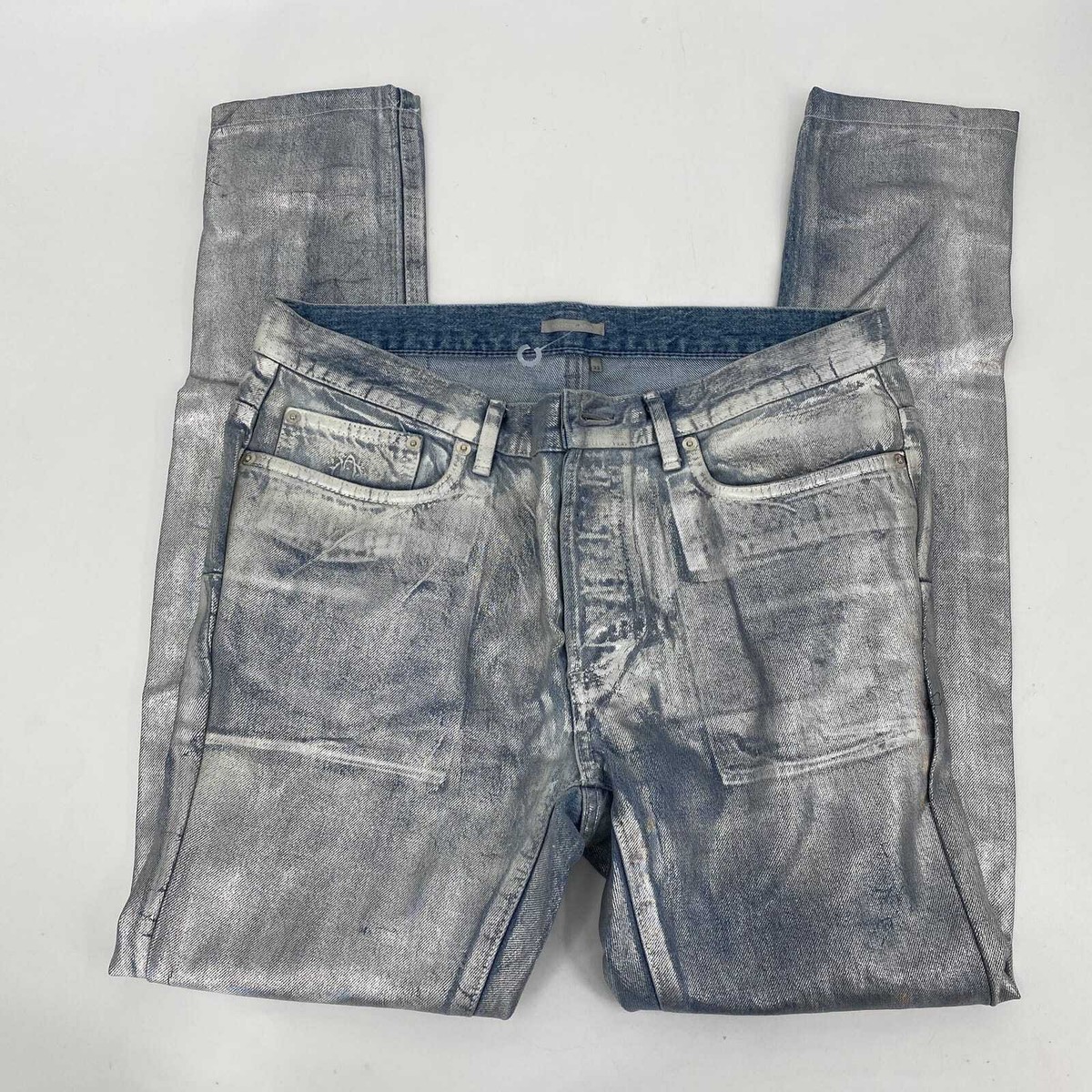Dior Silver Metallic Mid-Rise Skinny Jeans | Size 32 | eBay