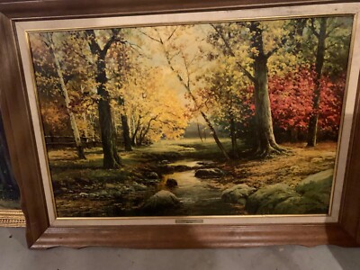 Robert Wood Vintage Framed Reproduction Painting, ''Palette of Autumn''