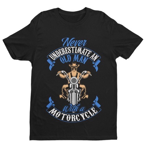 Never Underestimate An Old Guy On a Motorcycle Biker T Shirt Dad Funny Gift Idea - Picture 3 of 10