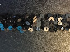 Black 7/8" Wide 2 Row Stretch Sequin Trim, by the yard, school, costume, bling
