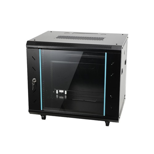 9u Deep Black Wall Mounted Data Cabinet Rack 600×450×500mm - Picture 2 of 12