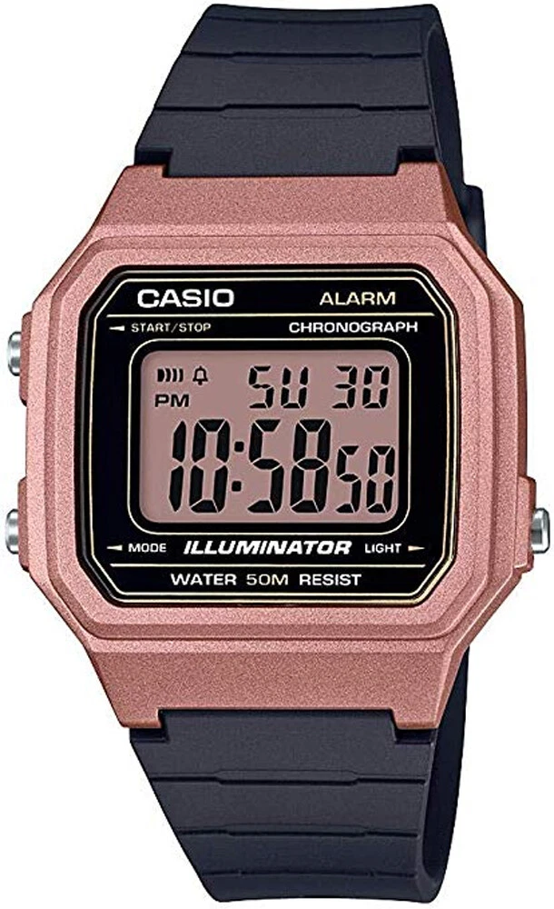 Casio W217HM 5AV Men s Rose Gold Trim Resin Band 50M Alarm