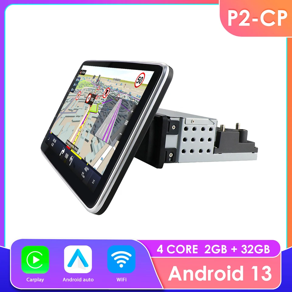Single 1 DIN 10.1" Android 12 2+32GB Car Radio Stereo GPS Car Rotate DSP WiFi - Image 3 of 4